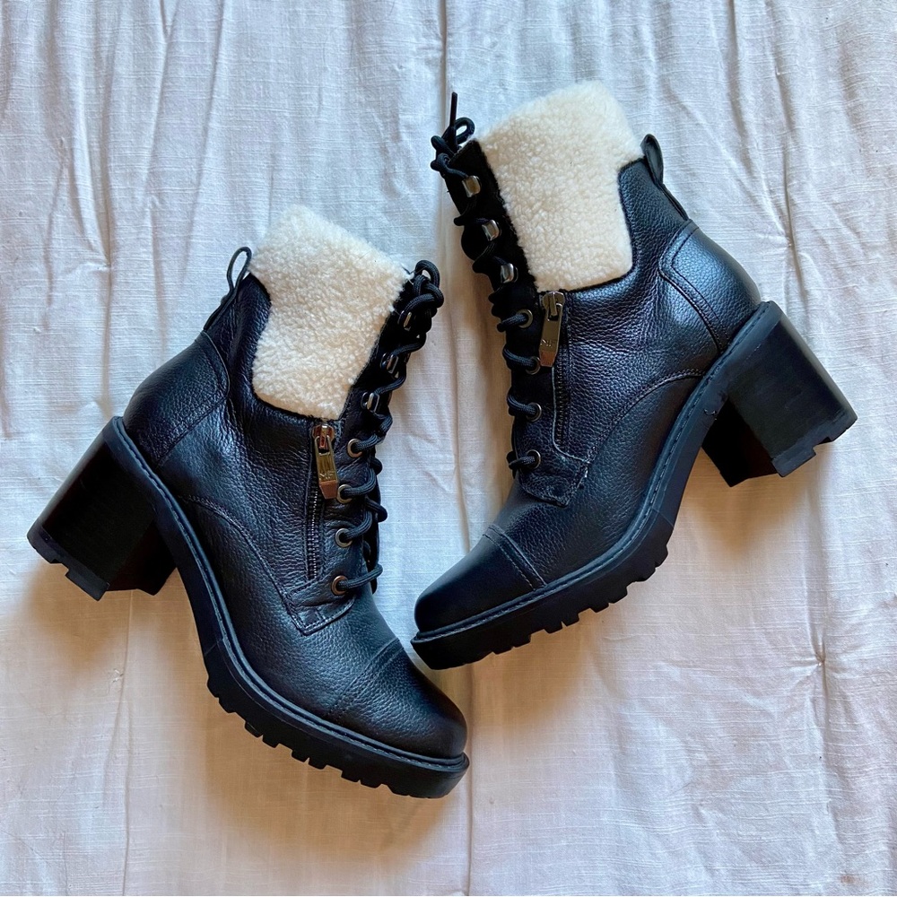❤️ SOLD ❤️ NEW MARC FISHER Lansley Sherling Black Leather Boots - 8M